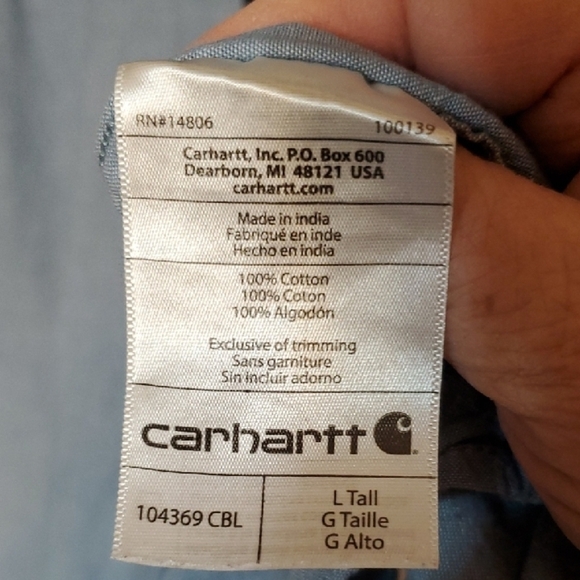 Carhartt Blue Casual Button Down Shirt Short Sleeve - Picture 8 of 10